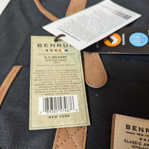 BENRUS Heritage Backpack - Black with Accents of Brown - Picture 7 of 13